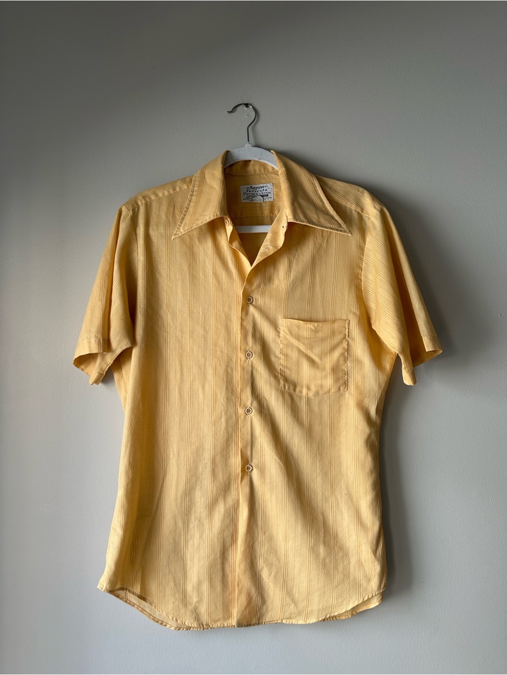 Vintage Arrow Tericota Perma-Iron 70s Yellow Short Sleeve Shirt